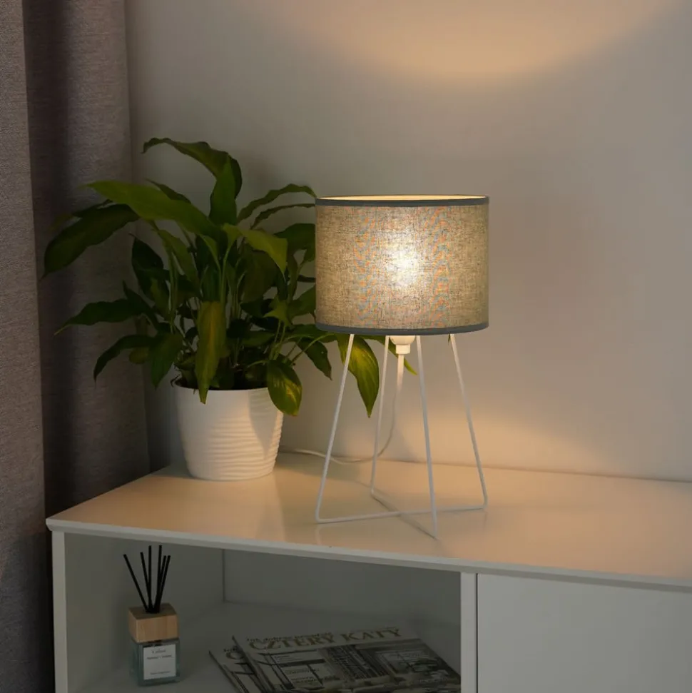 Tafellamp Trixi, metaal, stof, saliegroen, wit