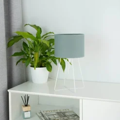 Tafellamp Trixi, metaal, stof, saliegroen, wit