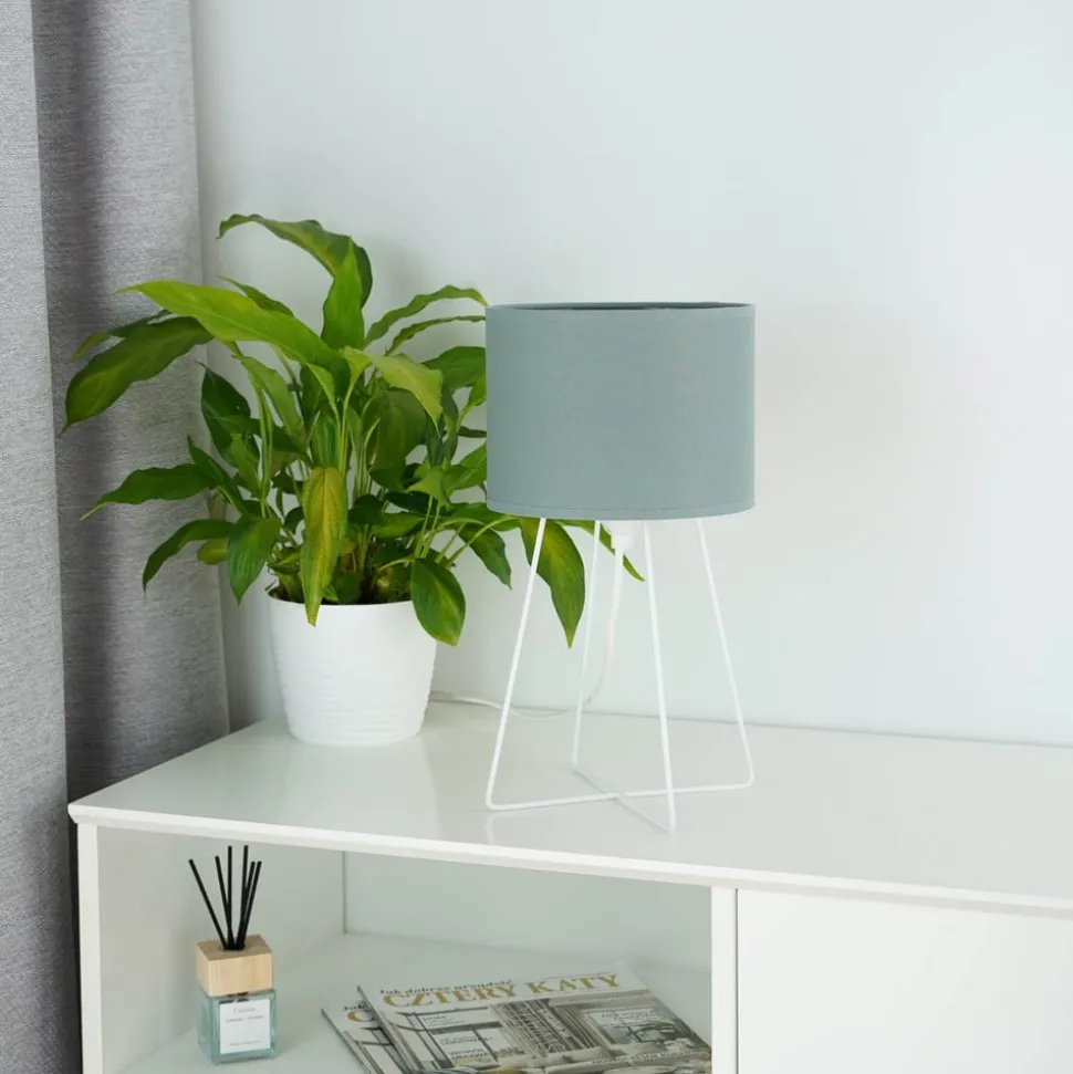 Tafellamp Trixi, metaal, stof, saliegroen, wit