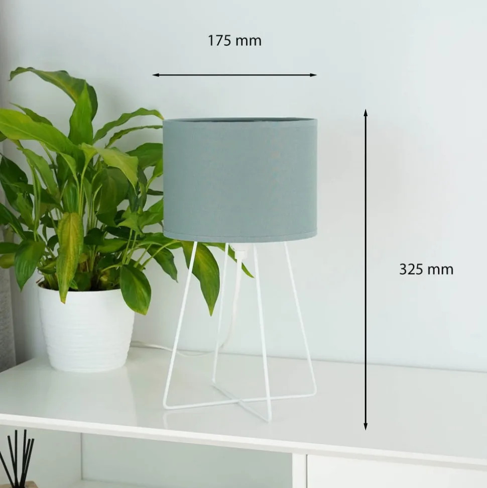 Tafellamp Trixi, metaal, stof, saliegroen, wit