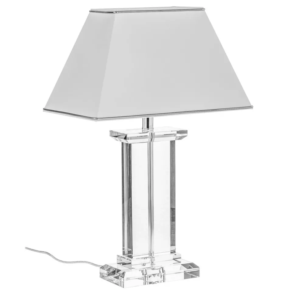 Tafellamp Veronique, voet breed, wit/chroom