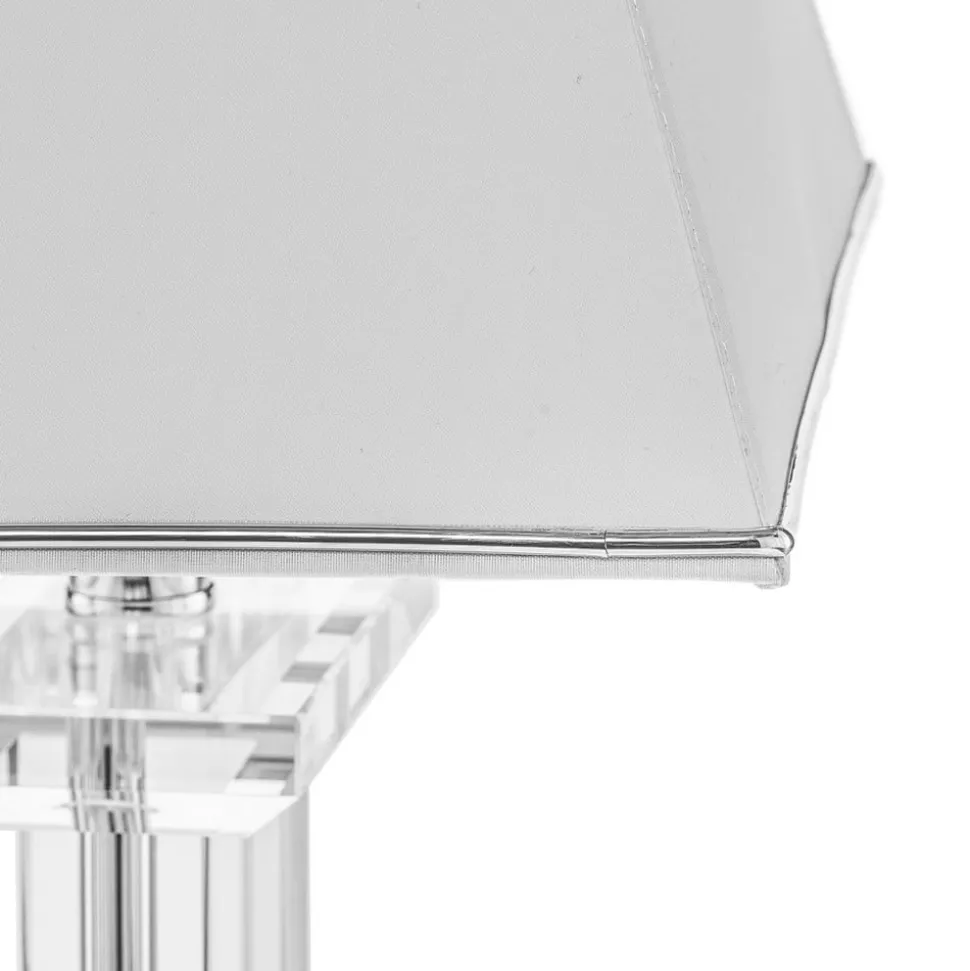 Tafellamp Veronique, voet breed, wit/chroom