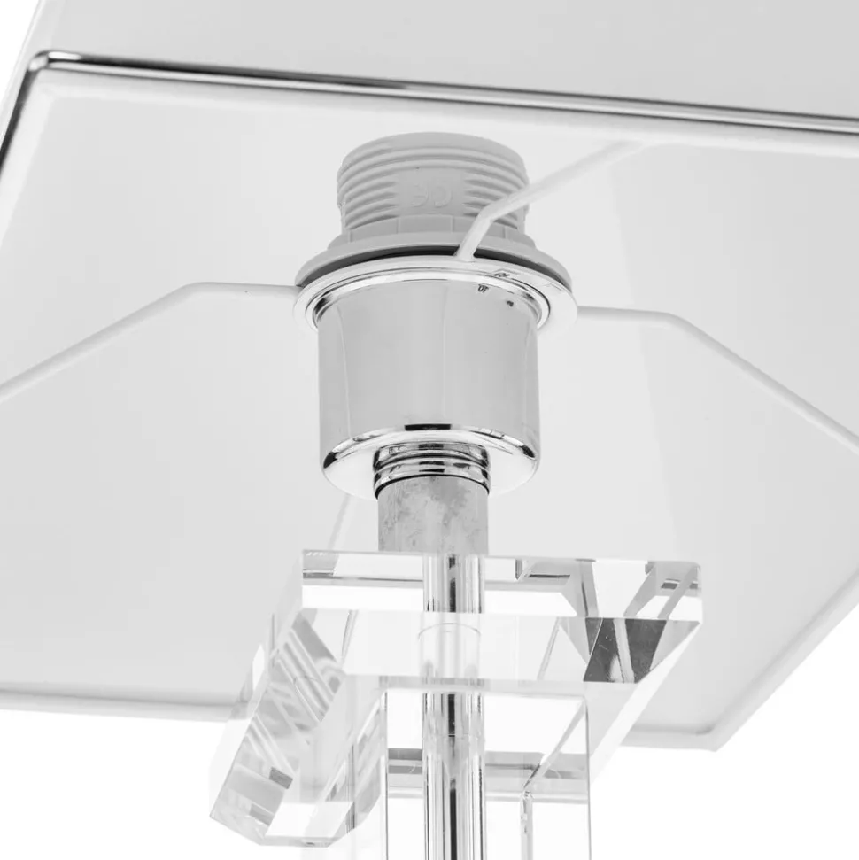 Tafellamp Veronique, voet breed, wit/chroom