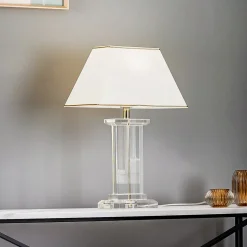 Tafellamp Veronique, voet breed, crème/goud