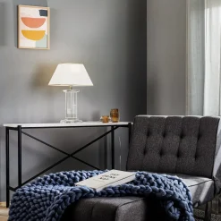 Tafellamp Veronique, voet breed, crème/goud