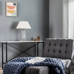 Tafellamp Veronique, voet breed, crème/goud