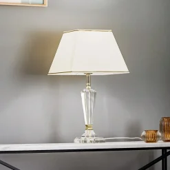 Tafellamp Veronique, voet smal, crème/goud