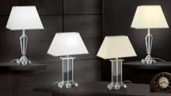 Tafellamp Veronique, voet smal, crème/goud