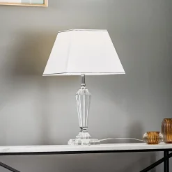 Tafellamp Veronique, voet smal, wit/chroom