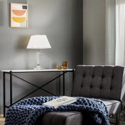 Tafellamp Veronique, voet smal, wit/chroom