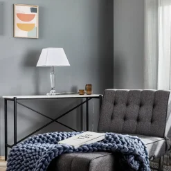 Tafellamp Veronique, voet smal, wit/chroom