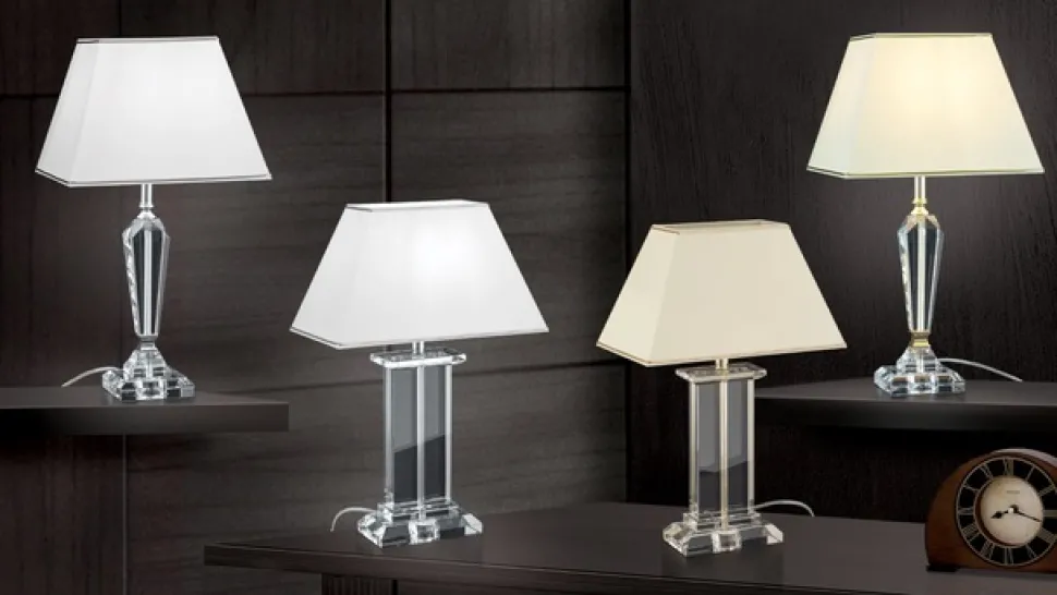 Tafellamp Veronique, voet smal, wit/chroom