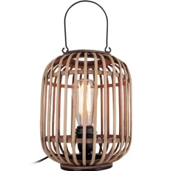 Tafellamp Woodrow, draaggreep, rotan, lichtbruin