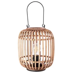 Tafellamp Woodrow, draaggreep, rotan, lichtbruin