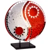 Tafellamp Ying Yang met mozaïek spiegelstenen rood
