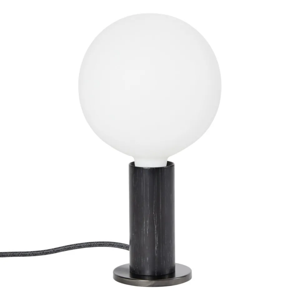 Tala tafellamp Knuckle, lamp van opaalglas, zwart eiken
