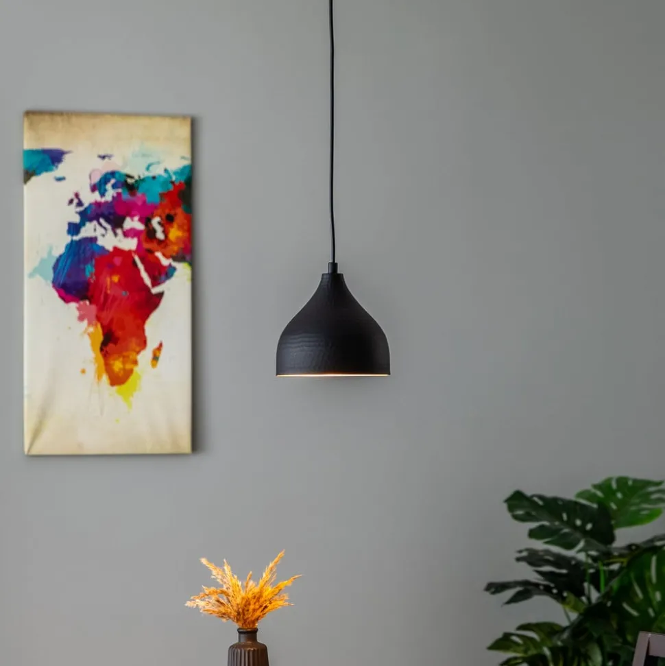 Tattoo 2396 hanglamp, Ø18cm, zwart/goud