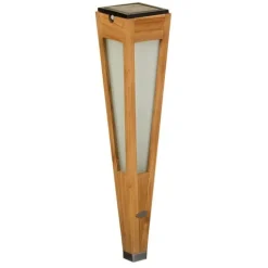 Tecka LED-zonnezaklamp met sensor, 52 cm, teakhout
