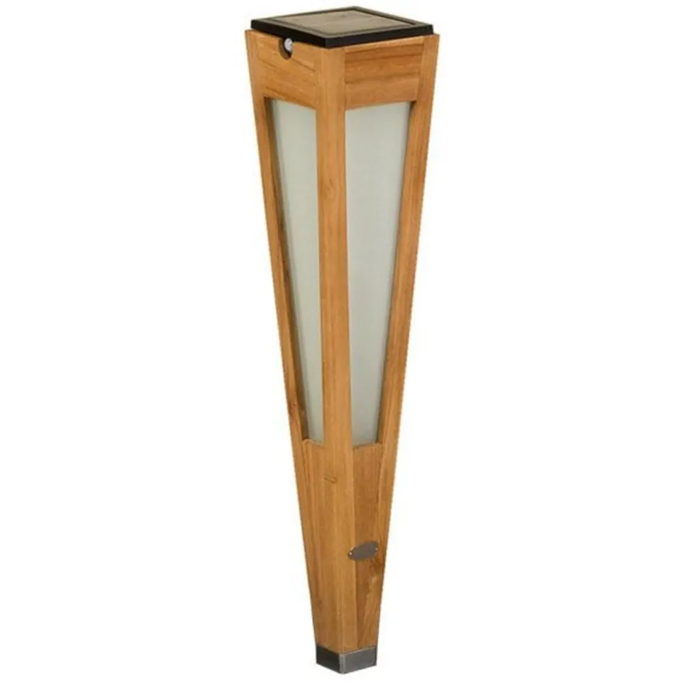 Tecka LED-zonnezaklamp met sensor, 52 cm, teakhout
