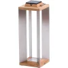 Teckinox LED-lantaarn op zonne-energie, teak/staal, 65,5cm