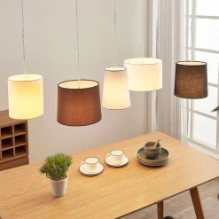 Textiele hanglamp Hermina, 5.lamps
