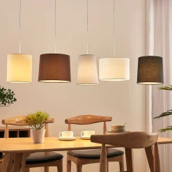 Textiele hanglamp Hermina, 5.lamps