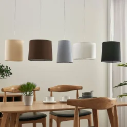 Textiele hanglamp Hermina, 5.lamps