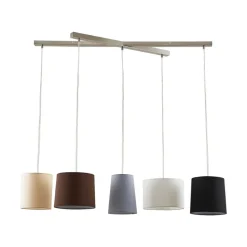 Textiele hanglamp Hermina, 5.lamps