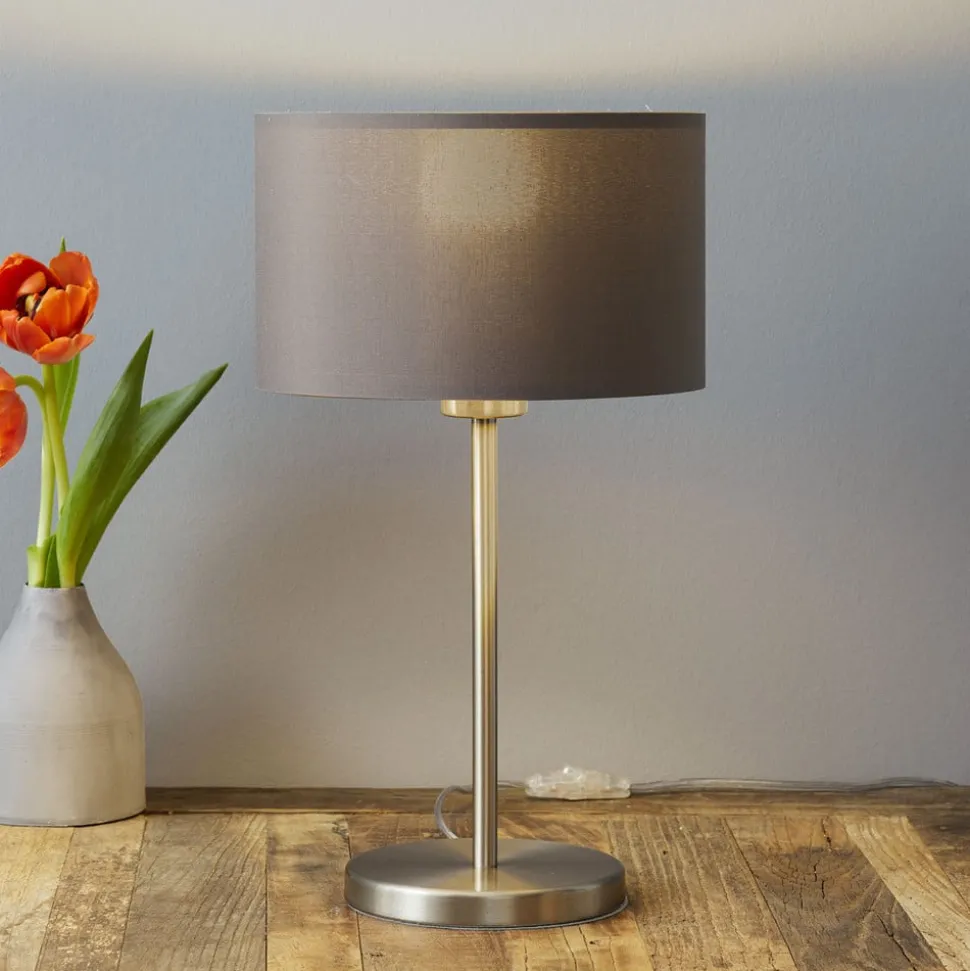 Textiel-tafellamp Maserlo, cappuccino