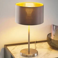 Textiel-tafellamp Maserlo, cappuccino