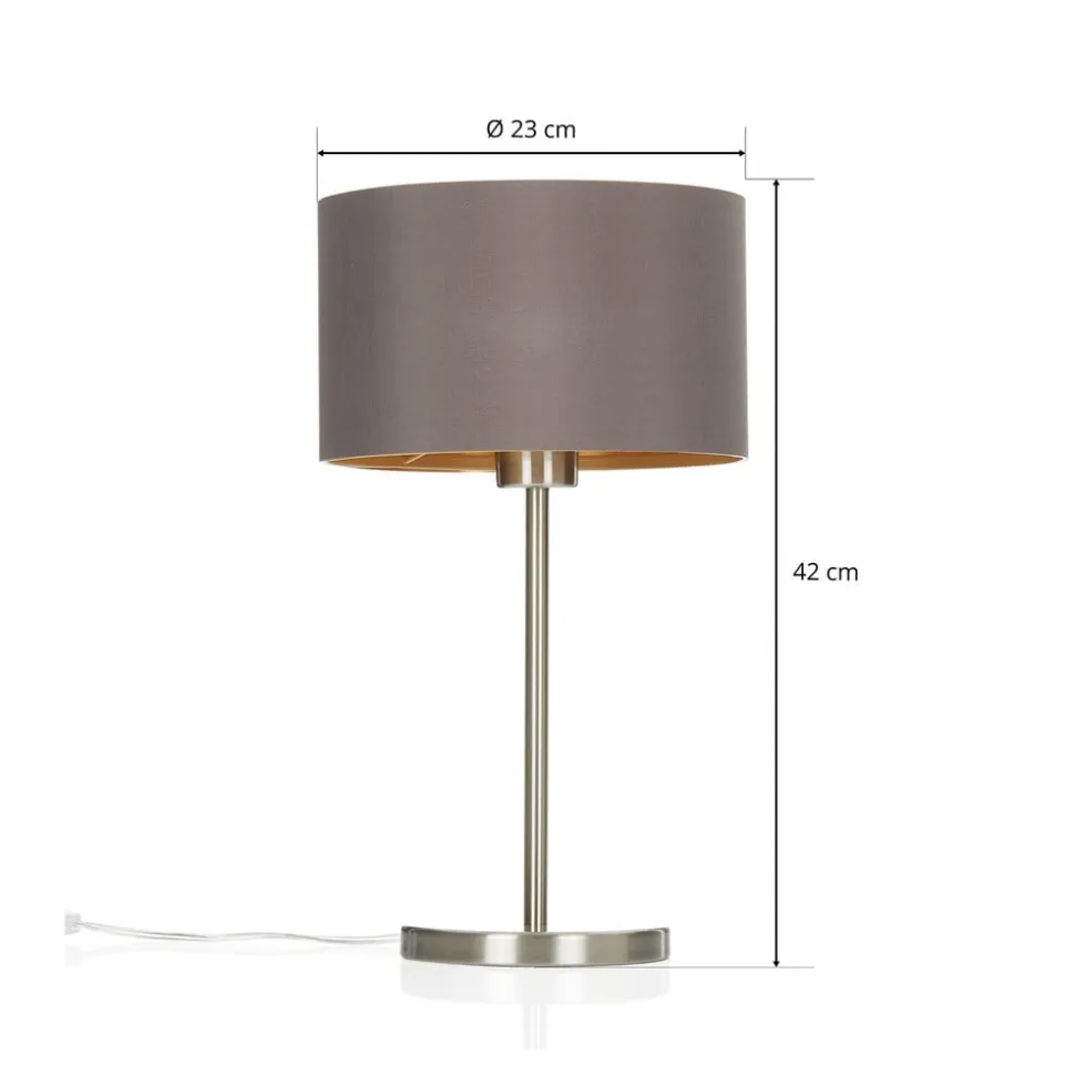Textiel-tafellamp Maserlo, cappuccino