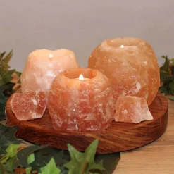 Theelichthouder-set Rock van zoutkristal