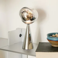 Tom Dixon LED oplaadbare tafellamp Melt Portable, zilver, 28,5 cm