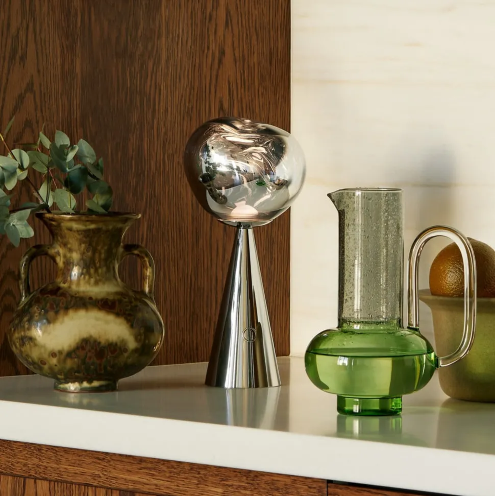 Tom Dixon LED oplaadbare tafellamp Melt Portable, zilver, 28,5 cm