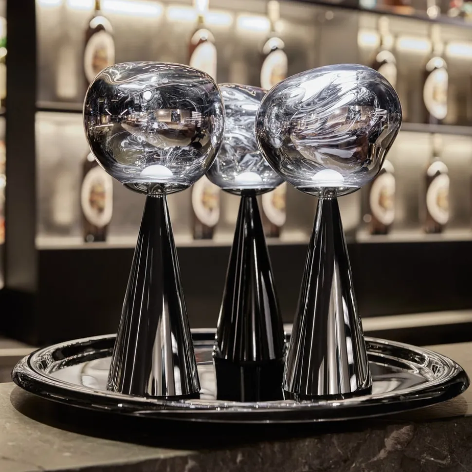 Tom Dixon LED oplaadbare tafellamp Melt Portable, zilver, 28,5 cm