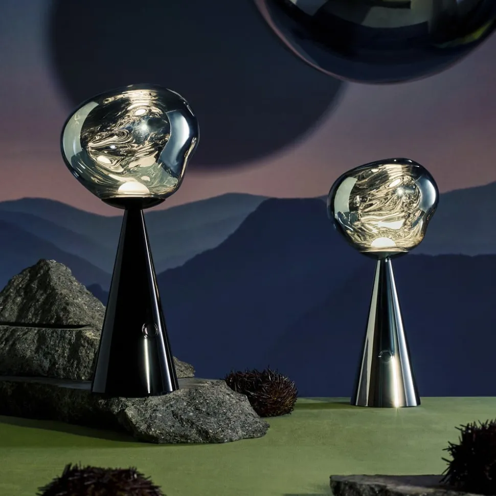 Tom Dixon LED oplaadbare tafellamp Melt Portable, zilver, 28,5 cm