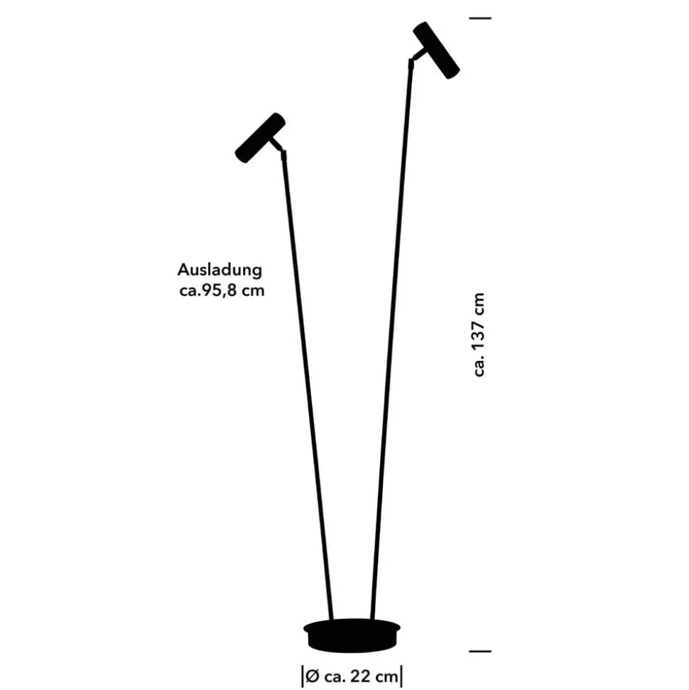 Tom Pro LED vloerlamp, zwart, 2-lamps, CCT, dimmer