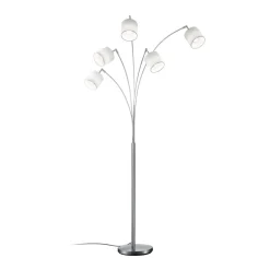 Tommy vloerlamp, nikkel/wit, hoogte 200 cm, 5-lamps, stof