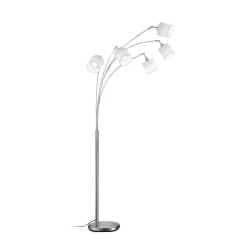 Tommy vloerlamp, nikkel/wit, hoogte 200 cm, 5-lamps, stof