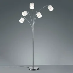 Tommy vloerlamp, nikkel/wit, hoogte 200 cm, 5-lamps, stof