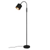 Tommy vloerlamp, zwart/goud, hoogte 130 cm, metaal/stof