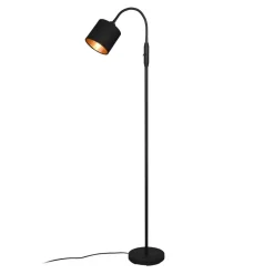 Tommy vloerlamp, zwart/goud, hoogte 130 cm, metaal/stof
