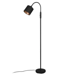 Tommy vloerlamp, zwart/goud, hoogte 130 cm, metaal/stof