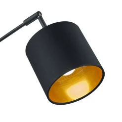 Tommy vloerlamp, zwart/goud, hoogte 200 cm, 5-lamps, stof