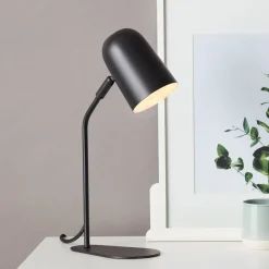 Tong tafellamp, zwart, hoogte 38 cm, metaal