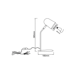 Tong tafellamp, zwart, hoogte 38 cm, metaal