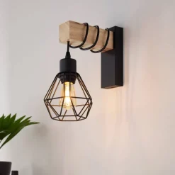 Townshend wandlamp, breedte 14 cm, zwart/eiken