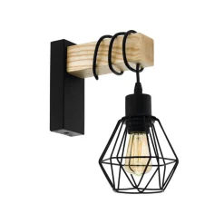 Townshend wandlamp, breedte 14 cm, zwart/eiken