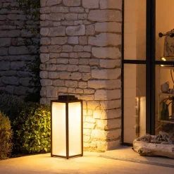 Tradition LED-lantaarn op zonne-energie, corten, hoogte 65 cm