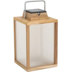 Tradition teak LED lantaarn op zonne-energie Hoogte 40 cm